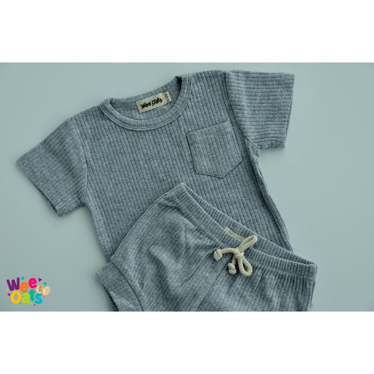 Wee Oats WAFFLES - Organic Cotton Baby Shirt & Shorts Set / Terno