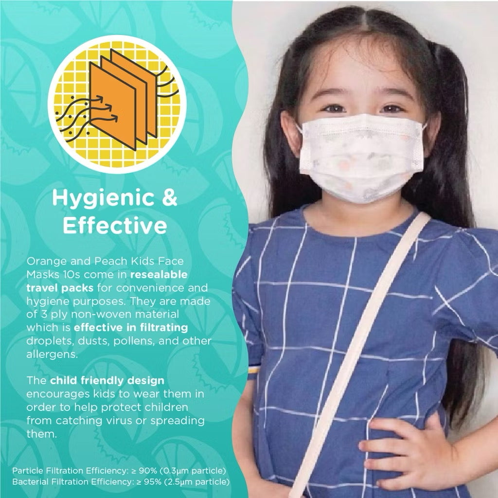 Orange and Peach Disposable Facemask Protective 3-ply Face Mask for Kids