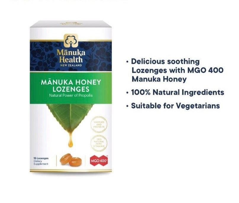 Manuka Health MGO 400+ Honey Lozenges 100% Pure New Zealand Product