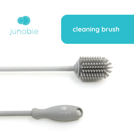 Junobie Cleaning Brush (Gray) - Silicone, For Silicone Bag, Box, and Baby Bottle Nipple