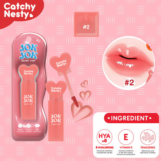 Catchy Nesty Jok Jok Glossy Liptint Long lasting Waterproof Lipstick Moisturize Pigmented Lip Viral