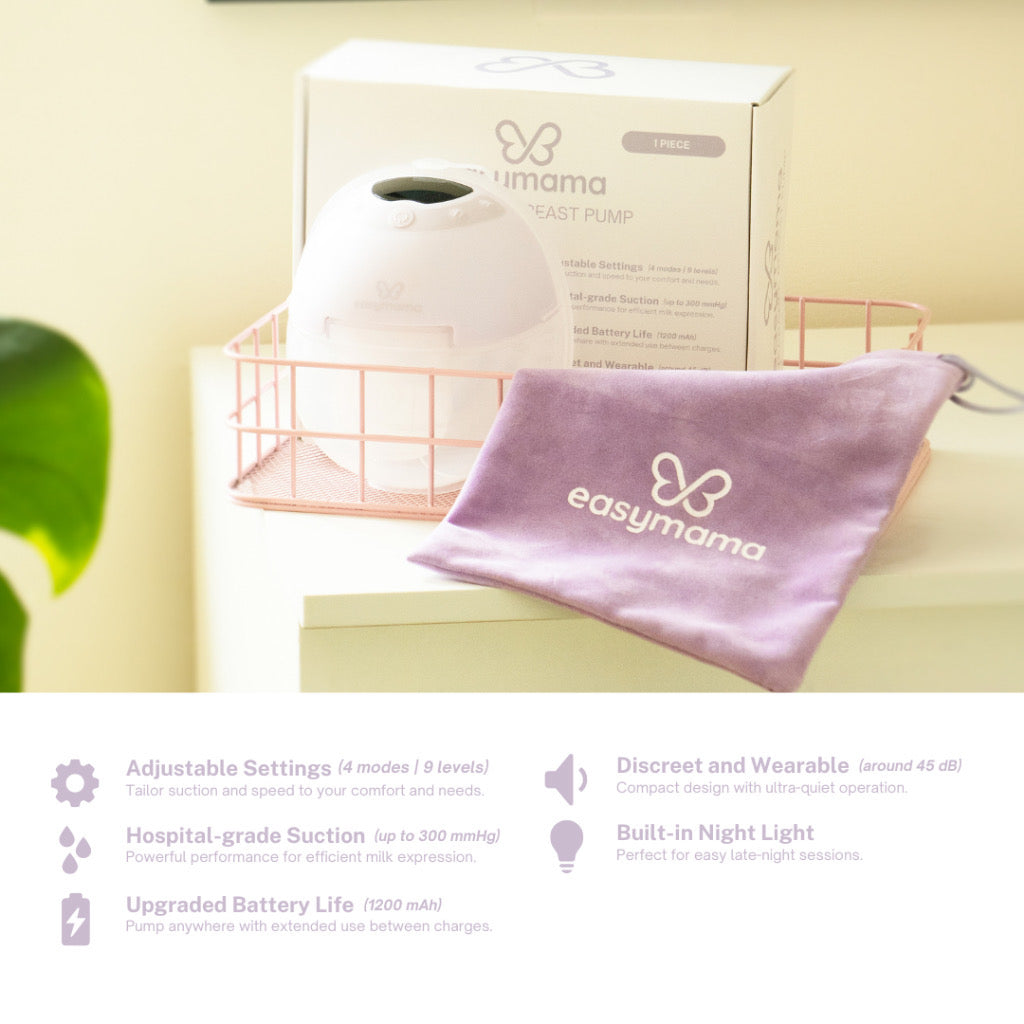 Easymama Wearable Electric Breast Pump – Hands-Free, Silent, Portable, USB Rechargeable, BPA-Free (1pc)