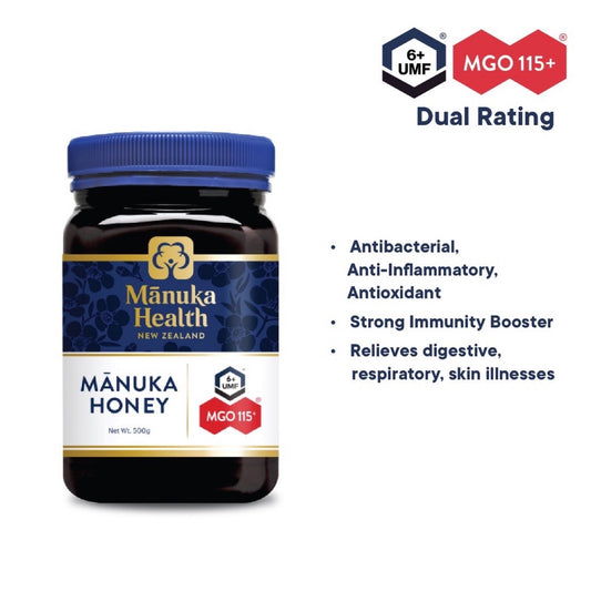 Manuka Health MGO 115+ UMF 6+ Manuka Honey 500ml- 100% Pure New Zealand Honey