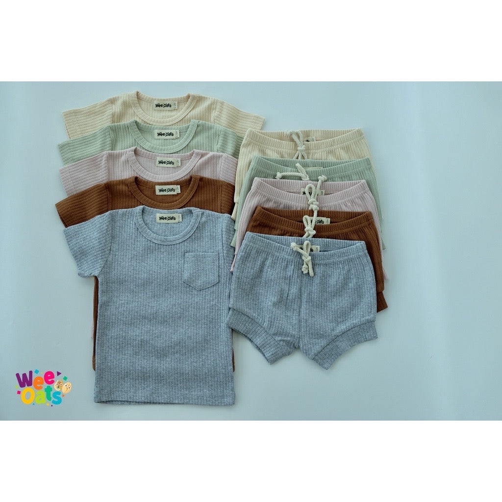 Wee Oats WAFFLES - Organic Cotton Baby Shirt & Shorts Set / Terno