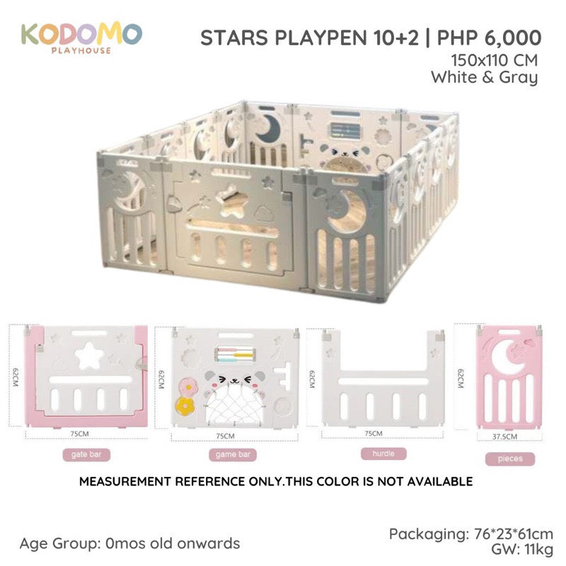 Kodomo Playhouse Star Playpen 12+2