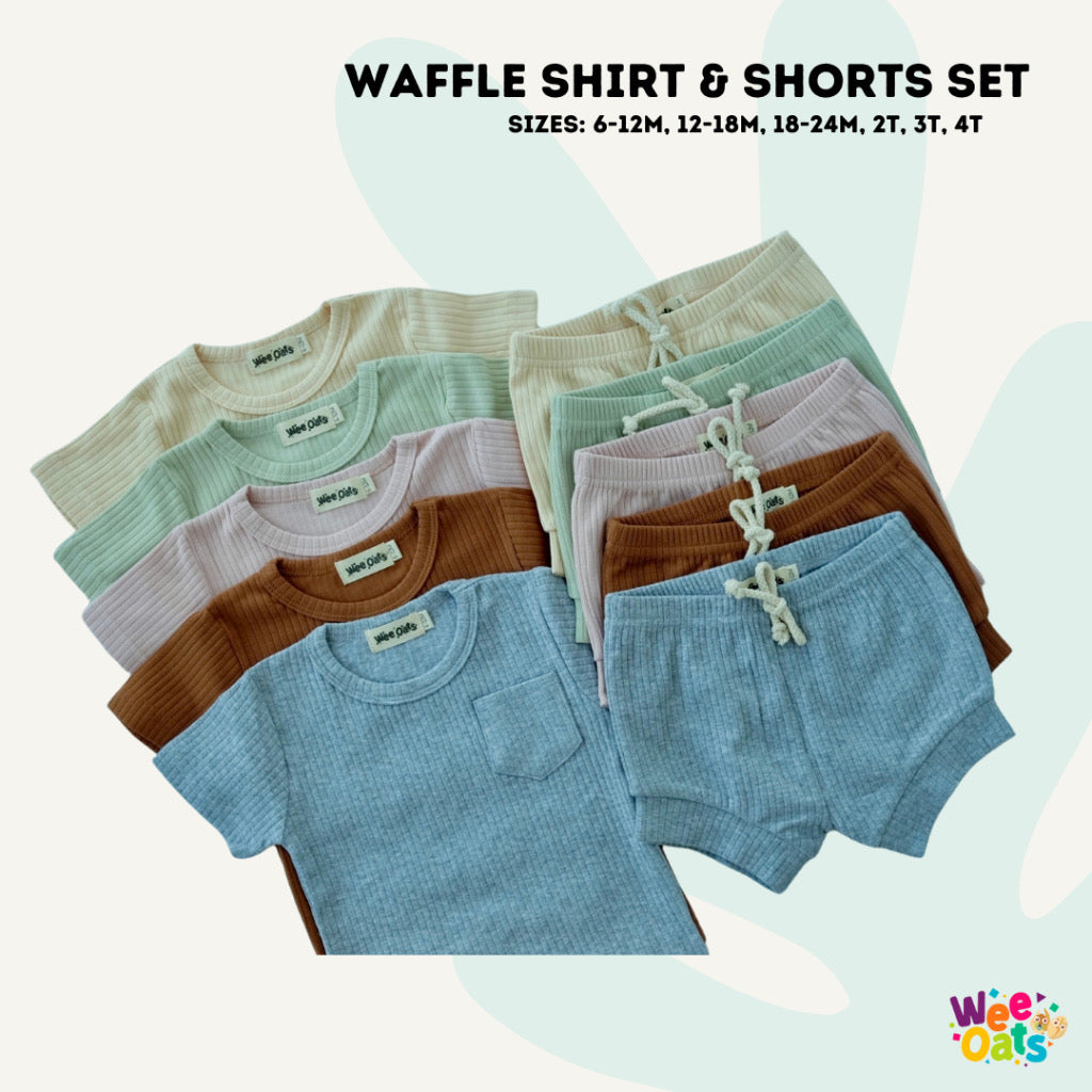 Wee Oats WAFFLES - Organic Cotton Baby Shirt & Shorts Set / Terno