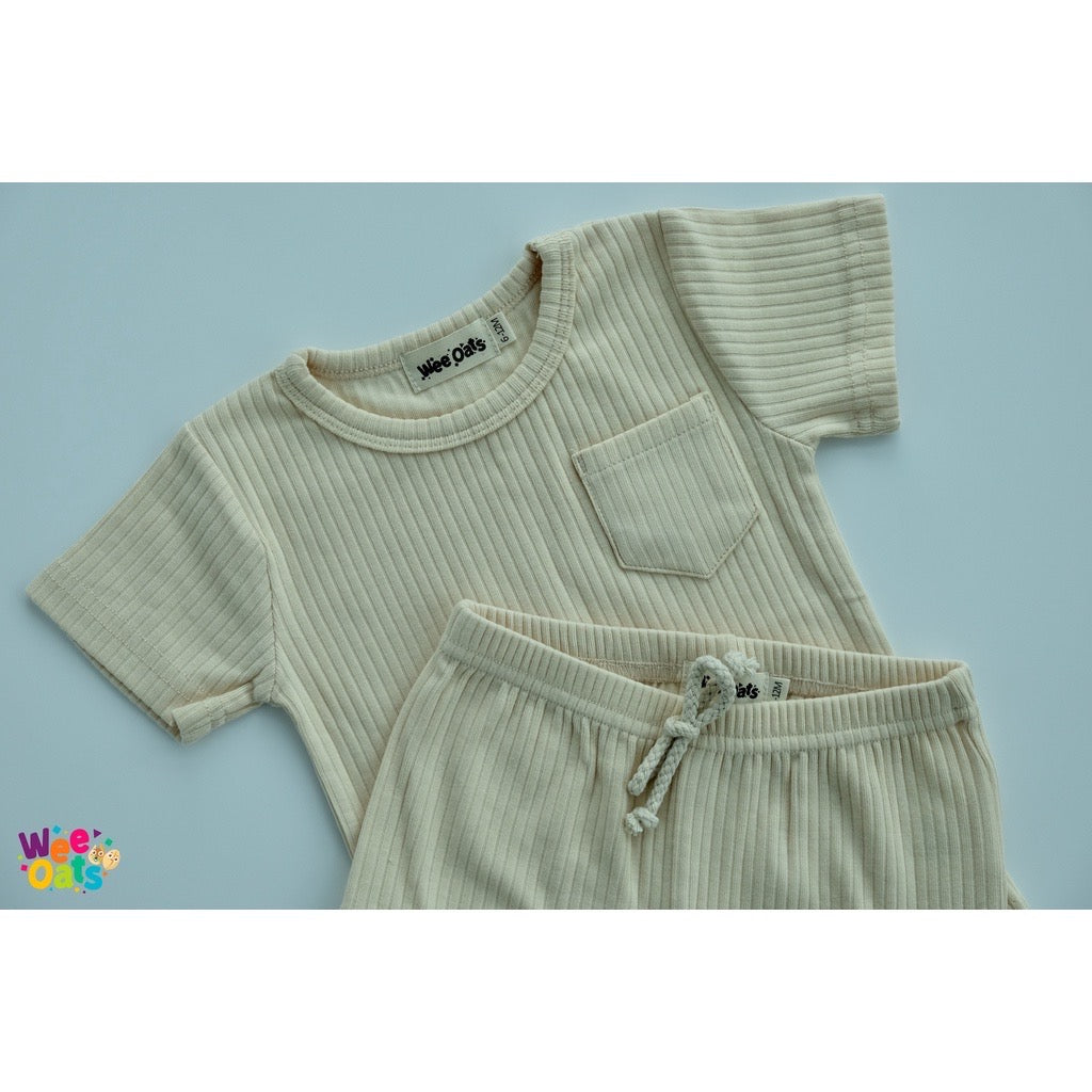 Wee Oats WAFFLES - Organic Cotton Baby Shirt & Shorts Set / Terno