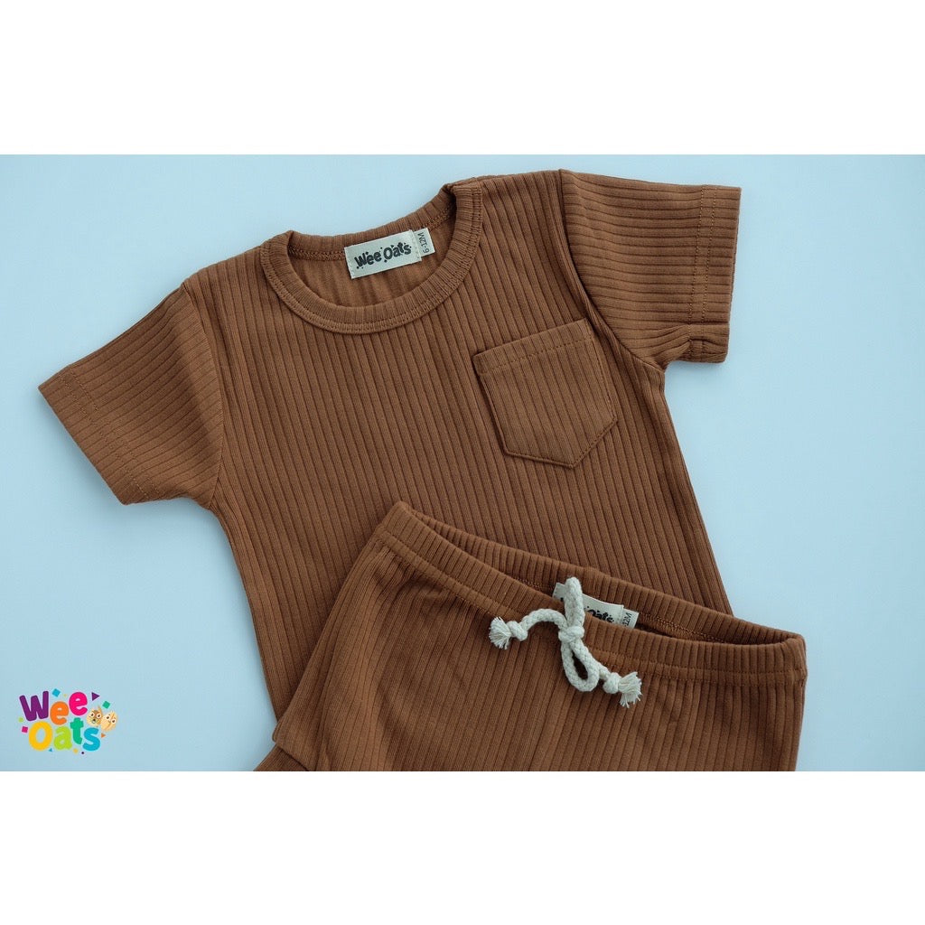 Wee Oats WAFFLES - Organic Cotton Baby Shirt & Shorts Set / Terno
