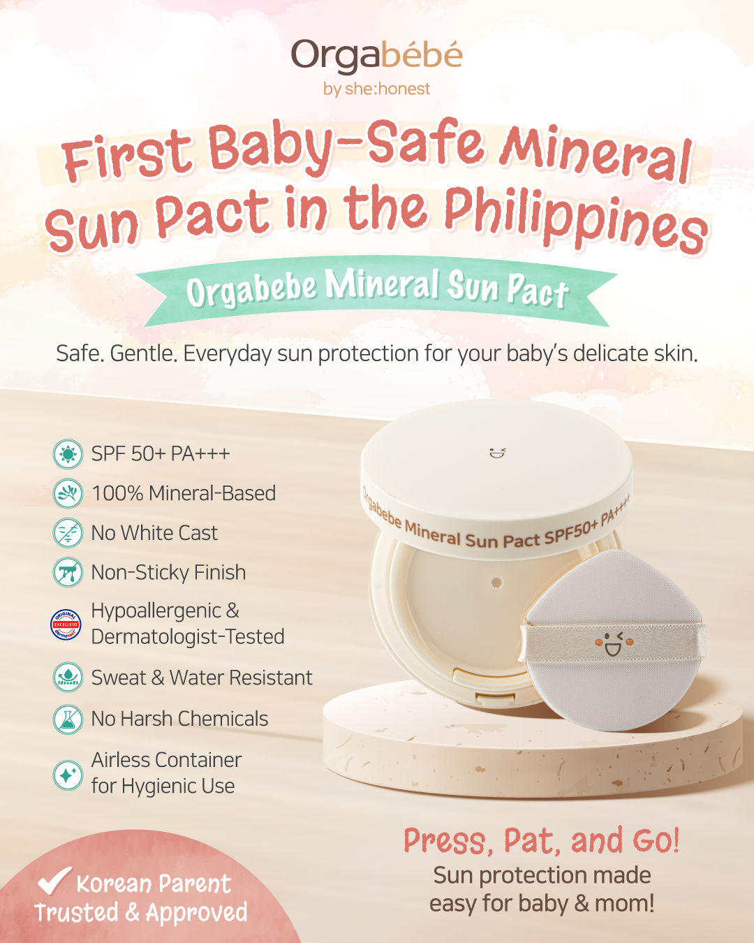 Orgabebe Mineral Sun Pact SPF50+ PA+++