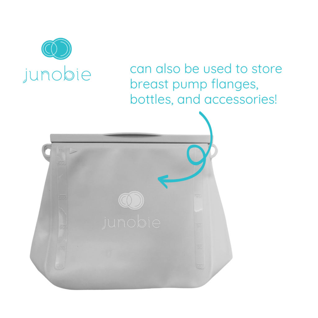 Junobie Large Milk Storage and Stash Bags 2-Pack Bundle - Reusable, Silicone, BPA-Free