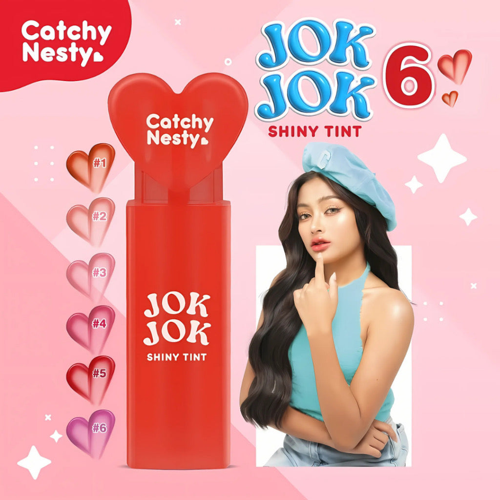 Catchy Nesty Jok Jok Glossy Liptint Long lasting Waterproof Lipstick Moisturize Pigmented Lip Viral
