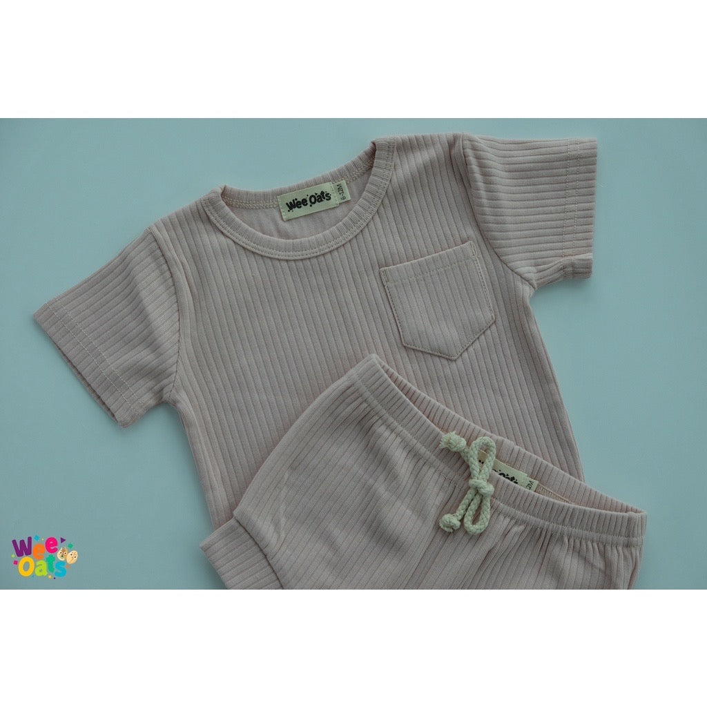 Wee Oats WAFFLES - Organic Cotton Baby Shirt & Shorts Set / Terno