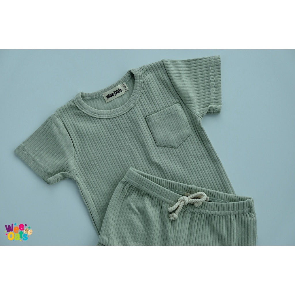Wee Oats WAFFLES - Organic Cotton Baby Shirt & Shorts Set / Terno