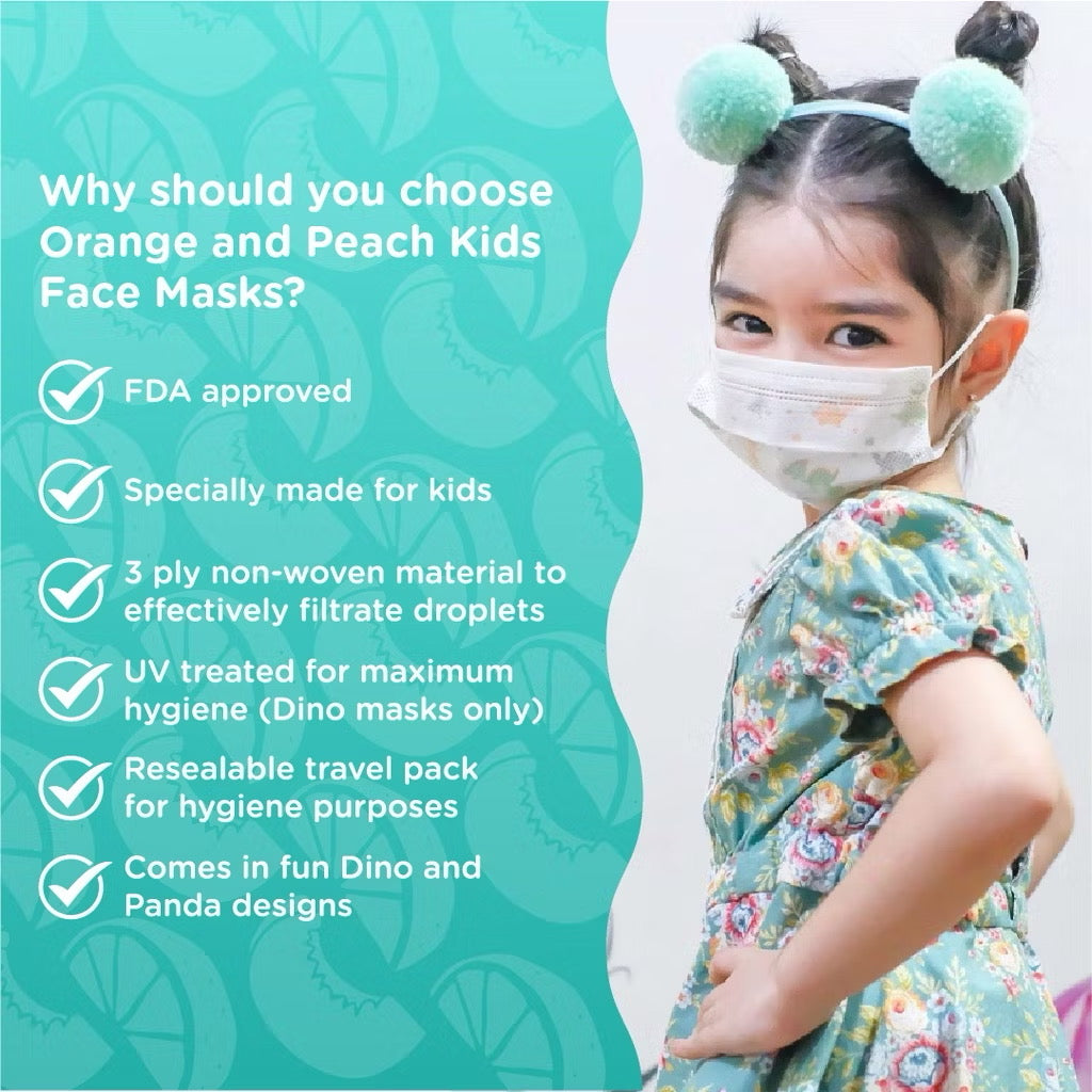Orange and Peach Disposable Facemask Protective 3-ply Face Mask for Kids