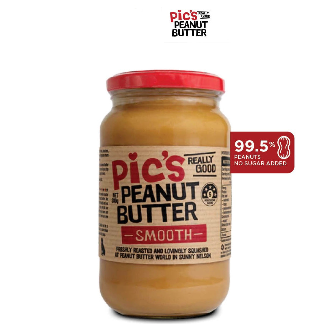 Pic's Peanut Butter 380g (100% Peanuts, No Added Sugar, Vegan)