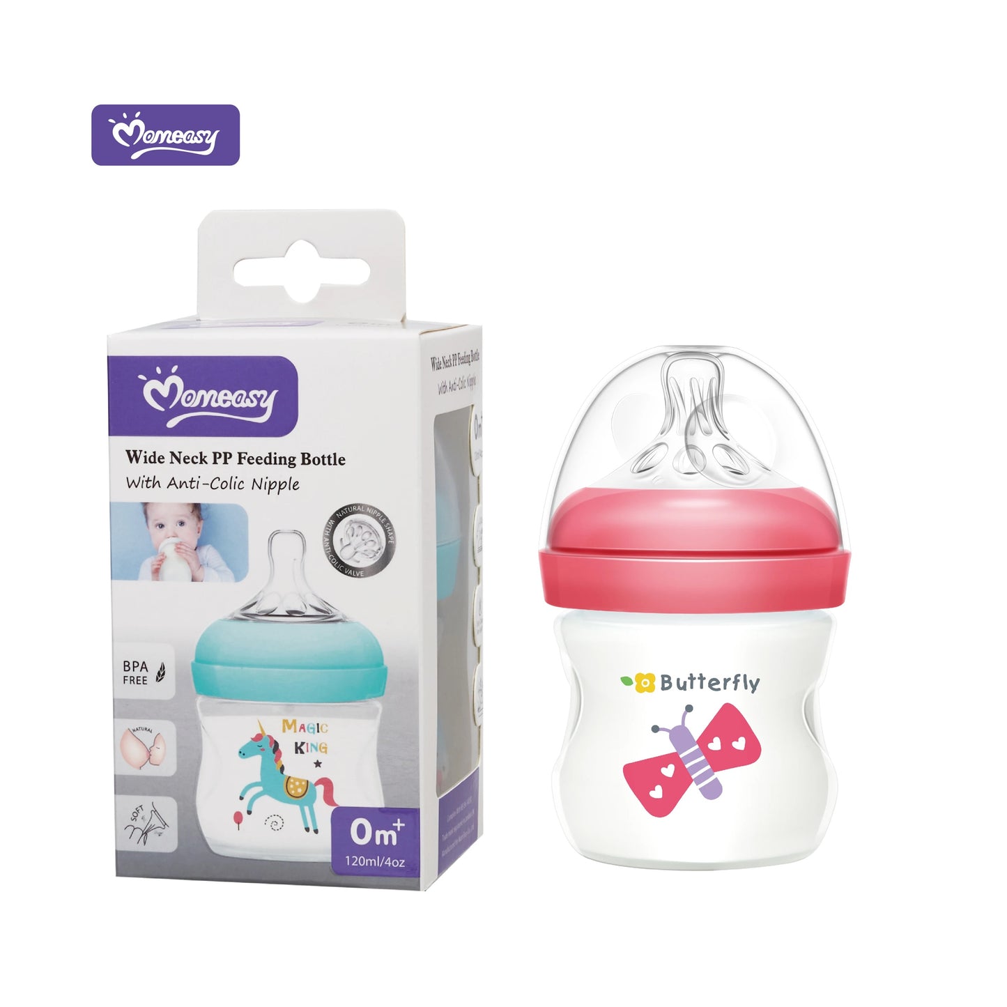 Momeasy 4oz Wide Neck Feeding Bottle