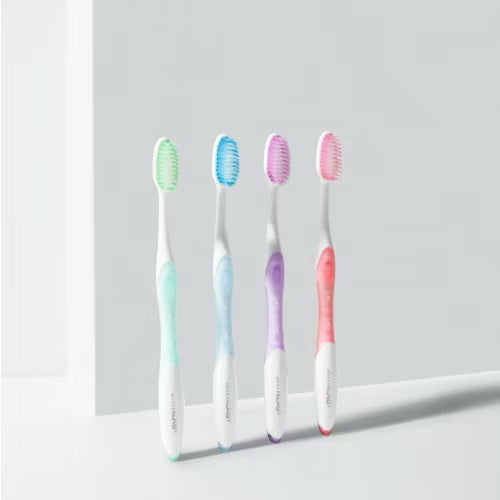 Skynlab Premium Slim Soft Toothbrush 4Pcs Mixed Colors Handy Grip for Deep Clean & Gentle Care Oral