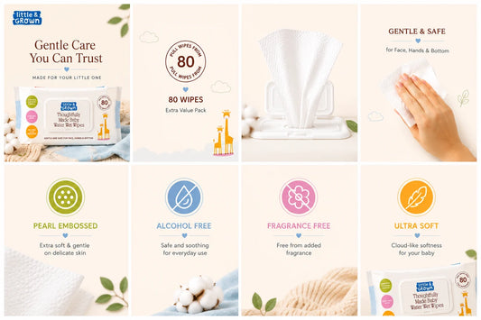 Little & Grown Baby Water Wipes 80s