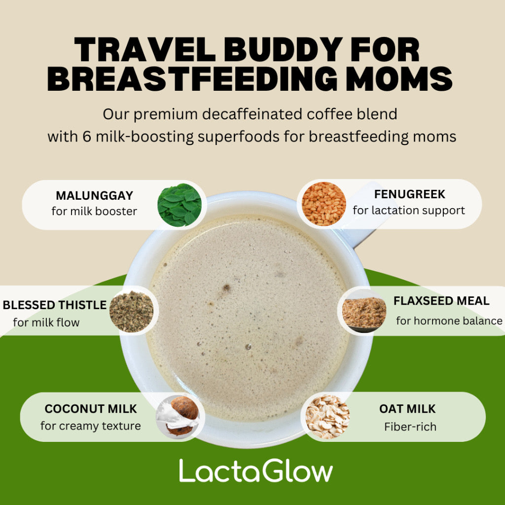 LactaGlow Lactation Coffee - 10 in 1 Herbal Coffee Mix for Breastfeeding moms 10 sachets