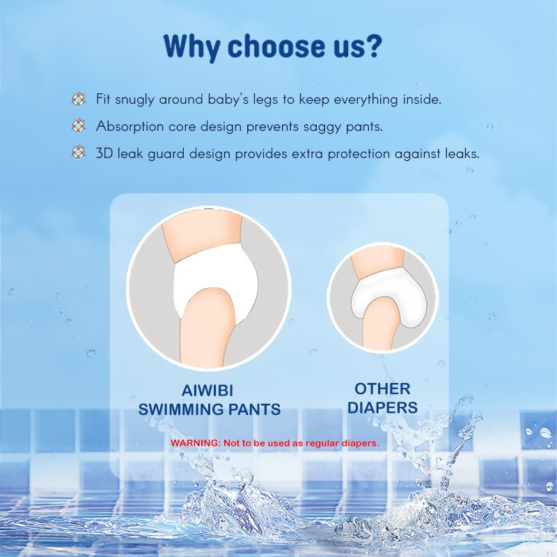 Aiwibi Baby Swimming Diaper Waterproof Pull-up Pants Diapers Disposable for Baby Swimming Pools