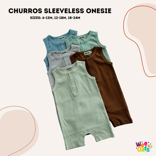Wee Oats CHURROS - Organic Cotton Baby Sleeveless Onesie Shorts