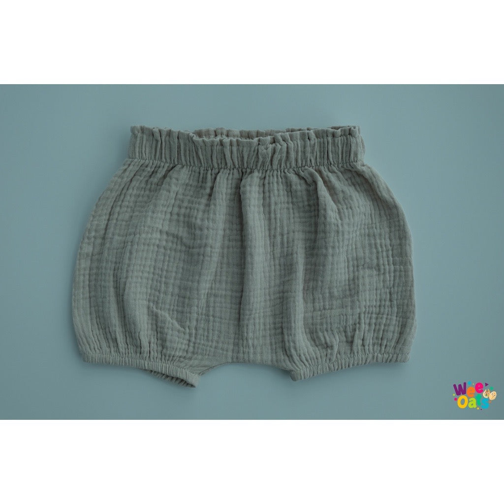 Wee Oats CRACKER - Organic Cotton Muslin Baby Unisex Summer Cuffed Shorts