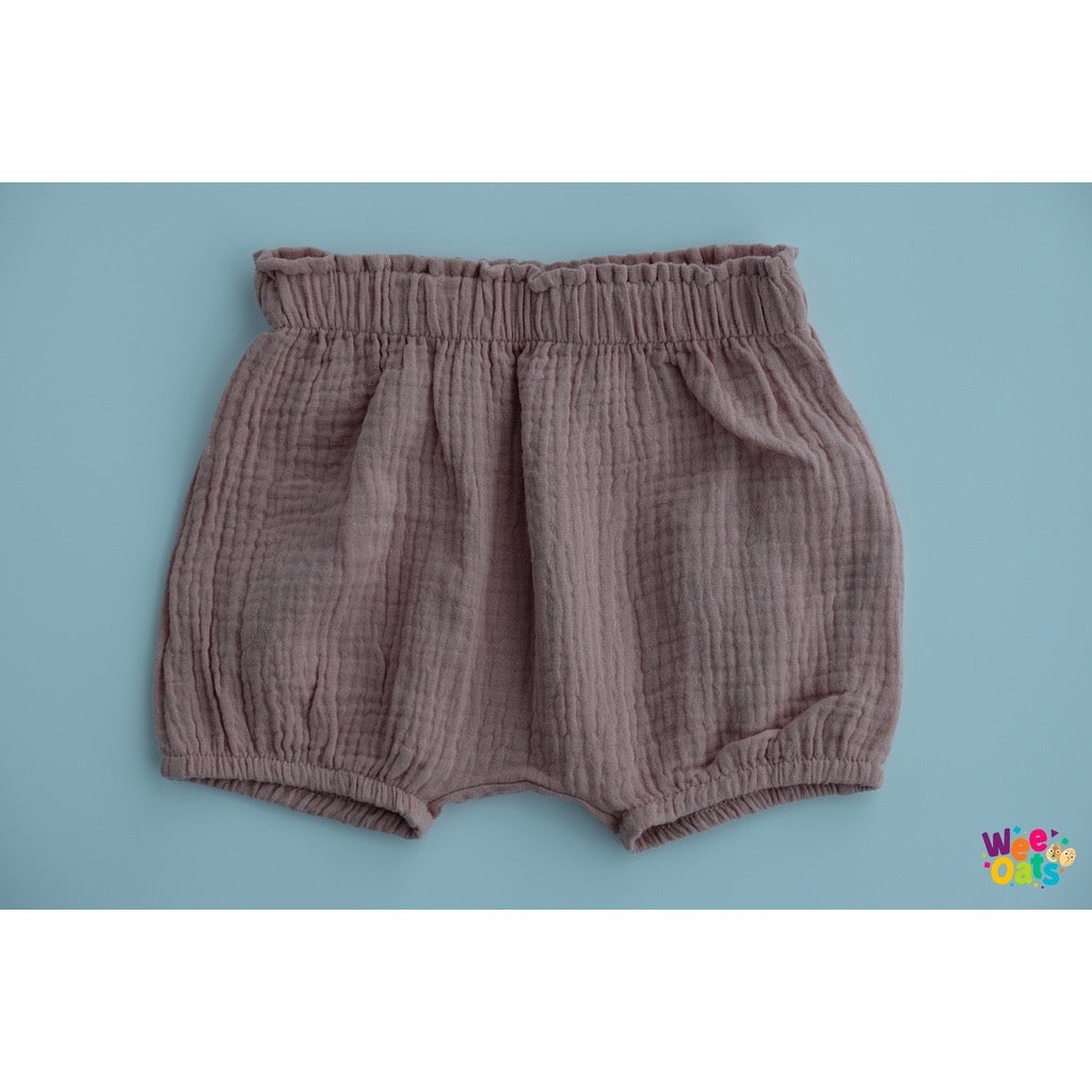 Wee Oats CRACKER - Organic Cotton Muslin Baby Unisex Summer Cuffed Shorts