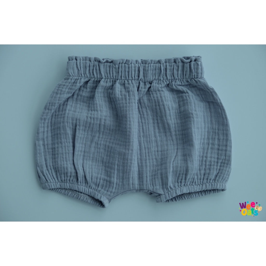 Wee Oats CRACKER - Organic Cotton Muslin Baby Unisex Summer Cuffed Shorts