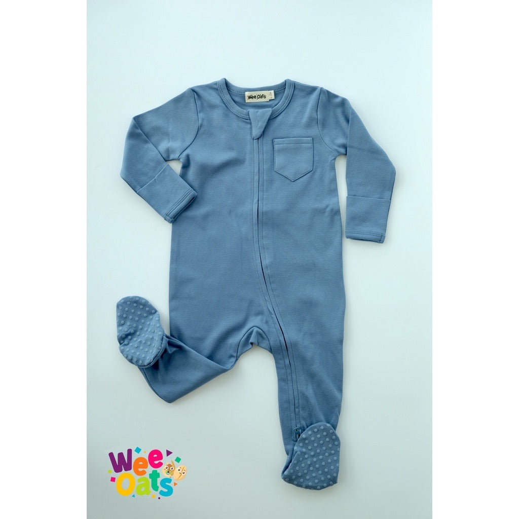 Wee Oats STARLIGHT - Organic Cotton Baby Footed Sleepsuit with Foldable Mittens