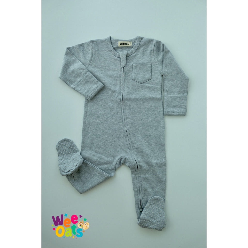 Wee Oats STARLIGHT - Organic Cotton Baby Footed Sleepsuit with Foldable Mittens