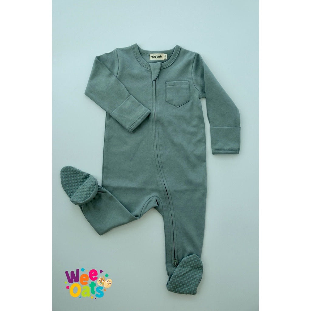 Wee Oats STARLIGHT - Organic Cotton Baby Footed Sleepsuit with Foldable Mittens