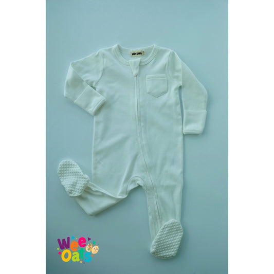 Wee Oats STARLIGHT - Organic Cotton Baby Footed Sleepsuit with Foldable Mittens