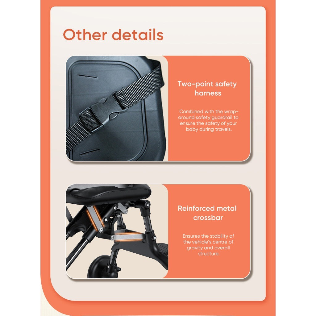 Yoji Baby 2-Way Stroller Bike Lightweight Foldable Compact Baby Stroller Reversible Seat