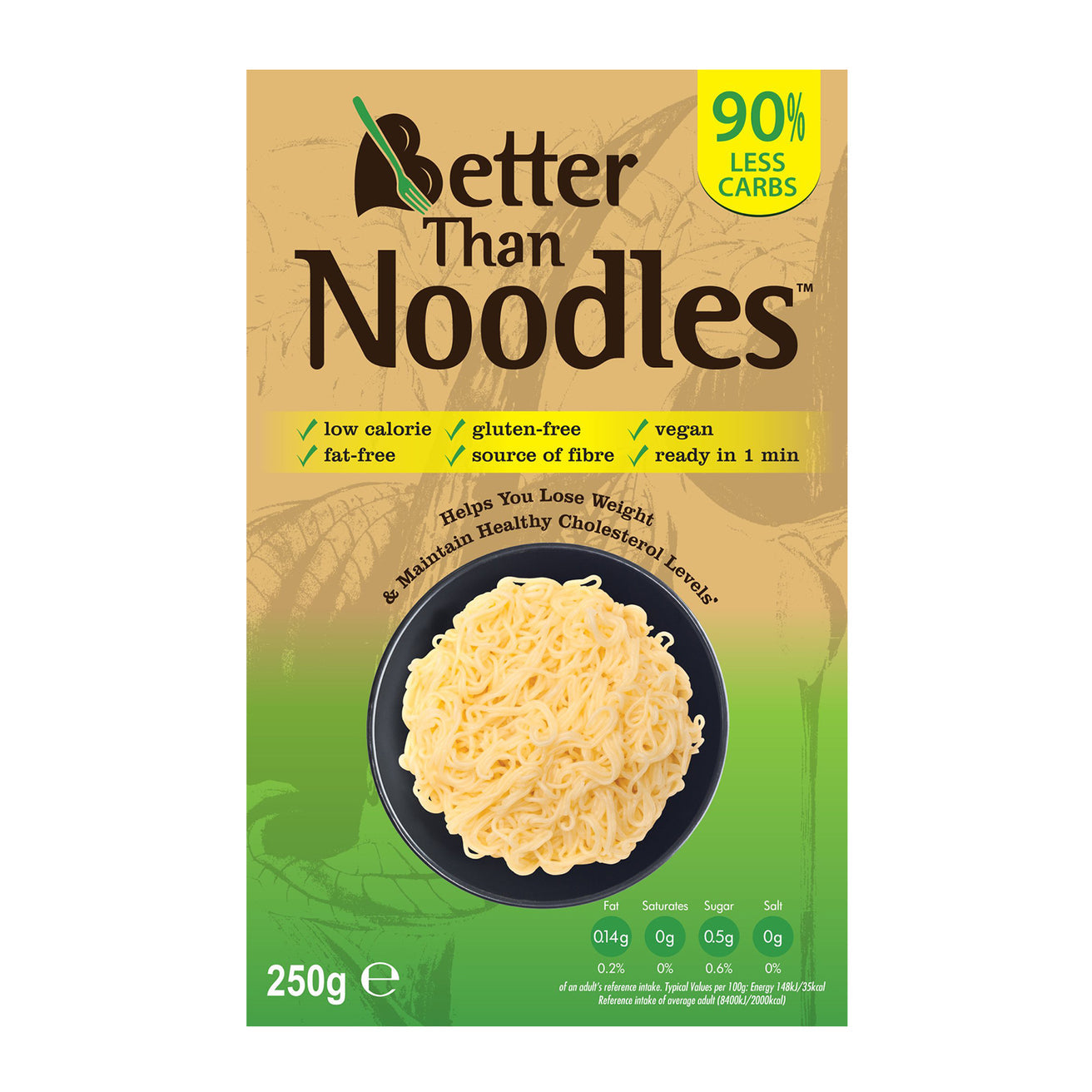 Better Than No Drain Konjac Noodles 250g (Gluten Free, Keto Friendly, Low Calorie)