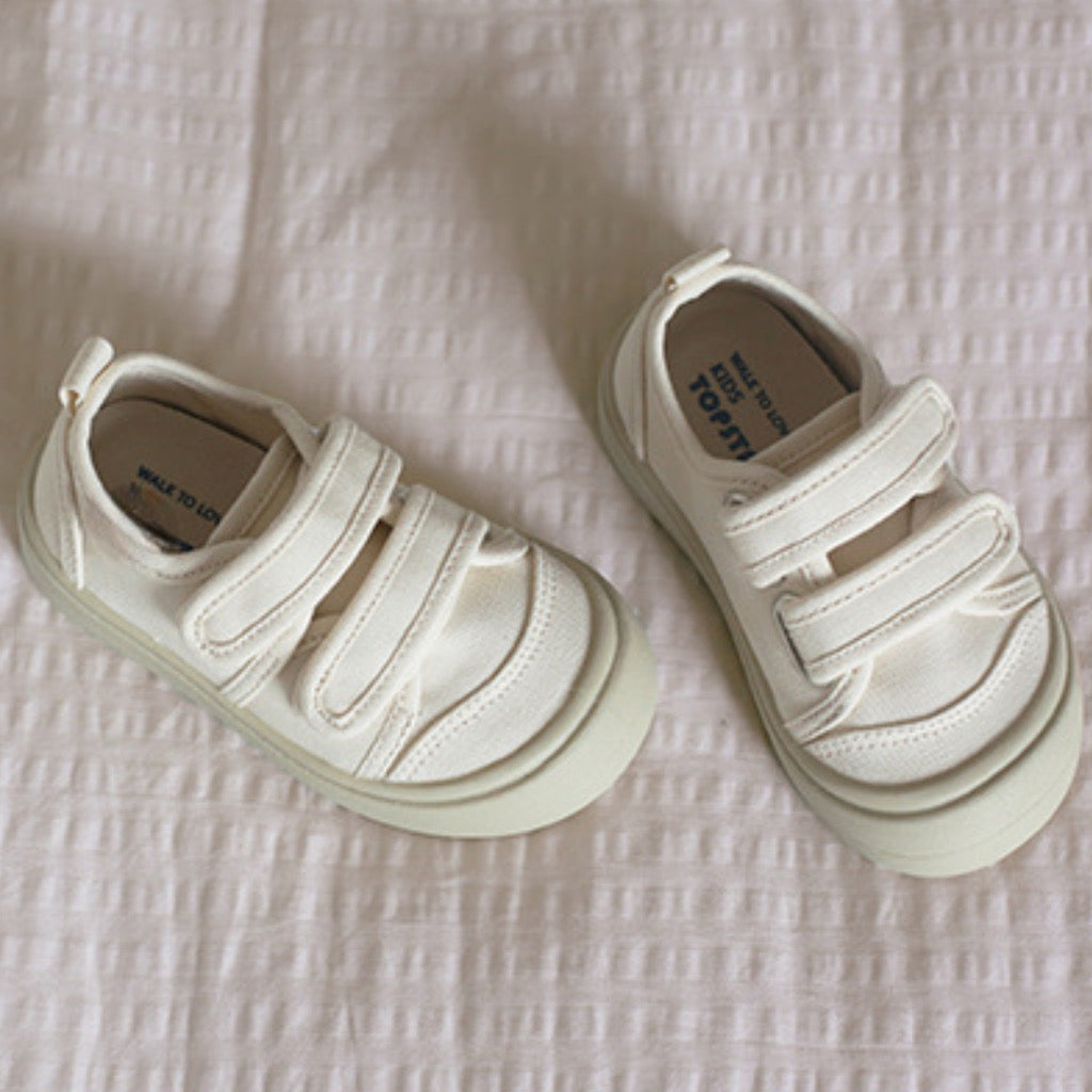Topstar Ergonomic Kids Canvas Shoes- SKU 1255 (White w/ Beige Sole)