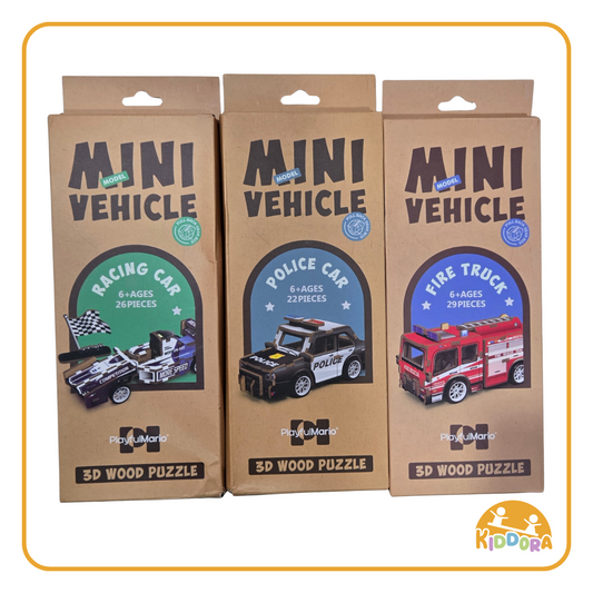 Kiddora 3D Wood Car Puzzle with Pullback Function