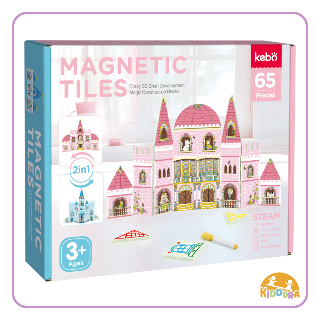 Kiddora Kebo 2in1 Magic Write Castle Magnetic Tiles (65pcs)