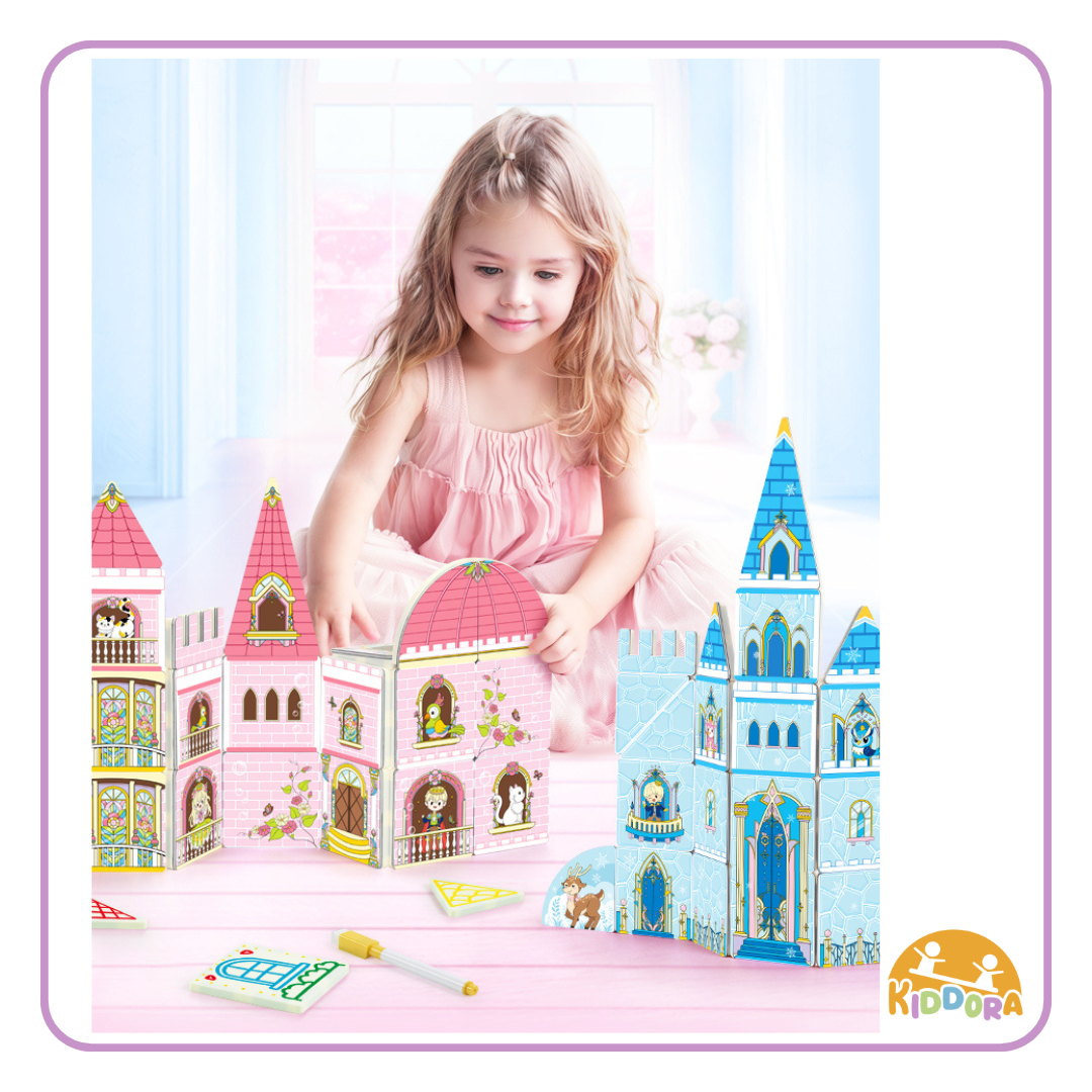 Kiddora Kebo 2in1 Magic Write Castle Magnetic Tiles (65pcs)