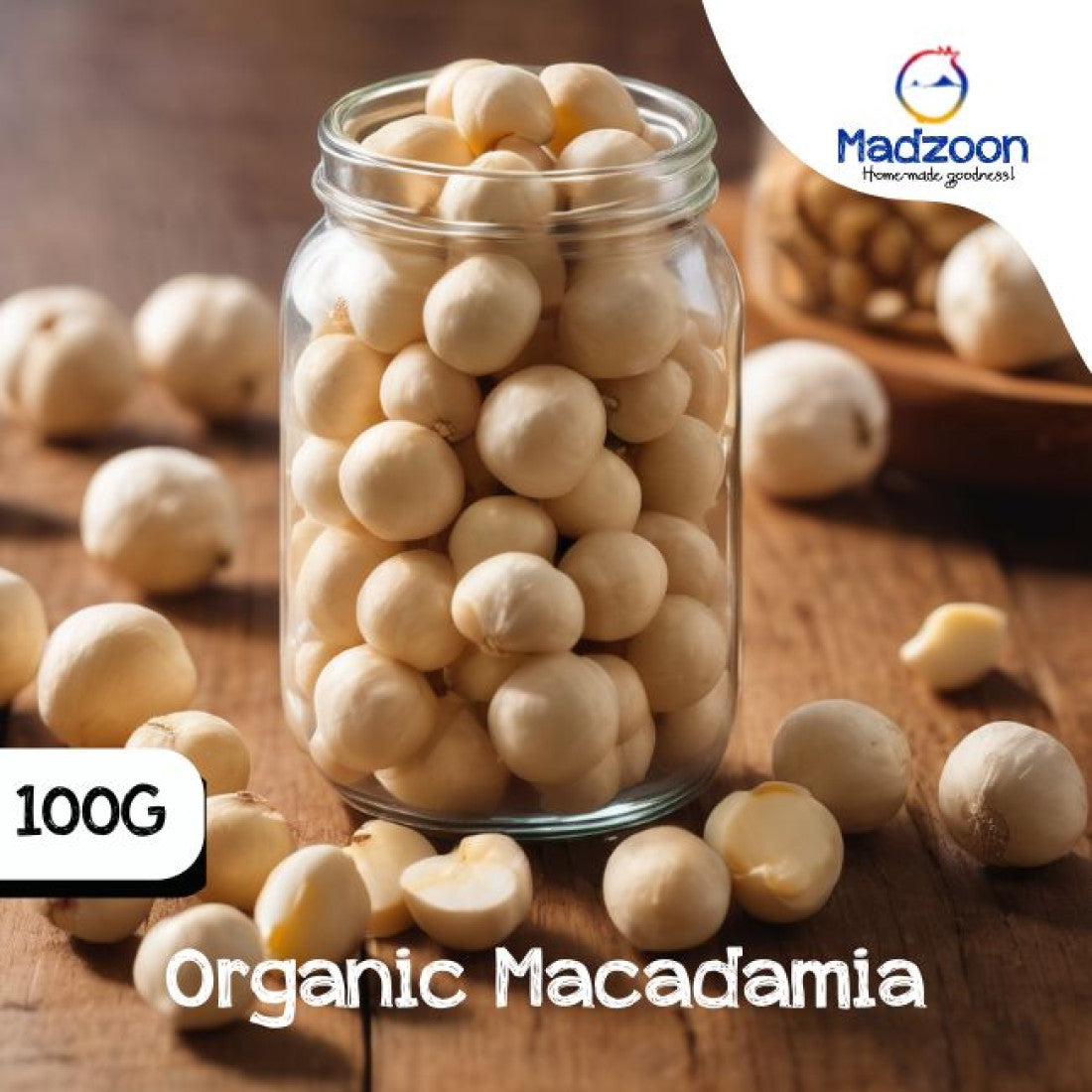 Madzoon Organic Macadamia Nuts Jar (100g)