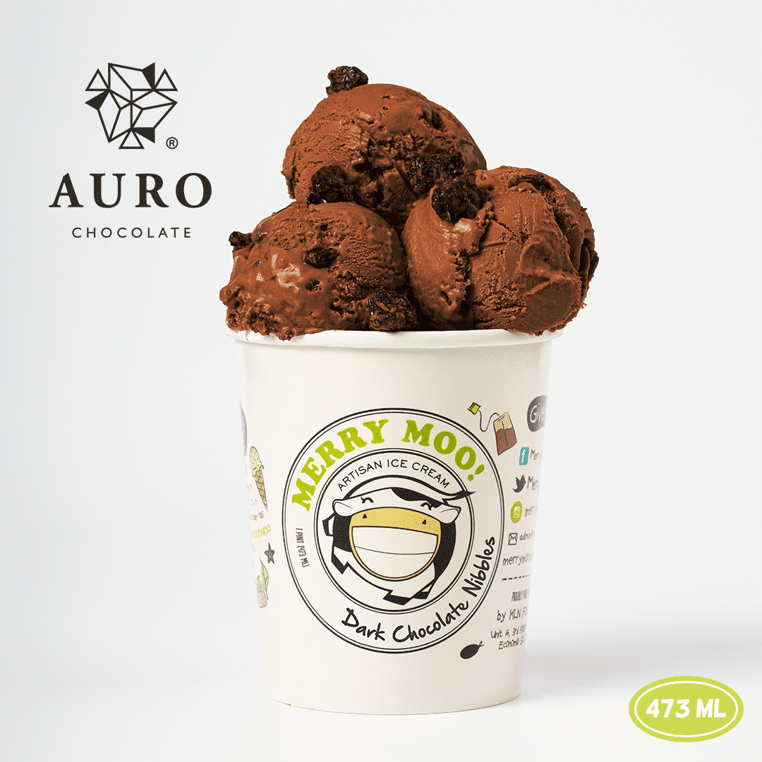 Merry Moo x Auro Dark Chocolate Nibbles Ice Cream