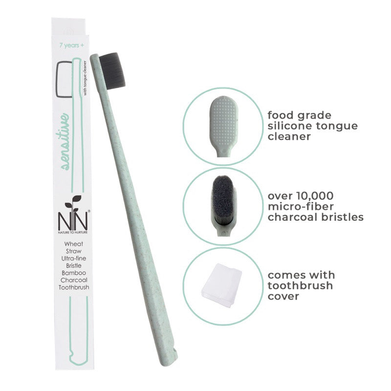 NATURE TO NURTURE WHEAT STRAW ULTRA-FINE BRISTLE BAMBOO CHARCOAL TOOTHBRUSH (7YRS & UP)
