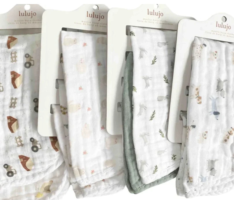 LULUJO COTTON MUSLIN BURP CLOTH (SET OF 2)