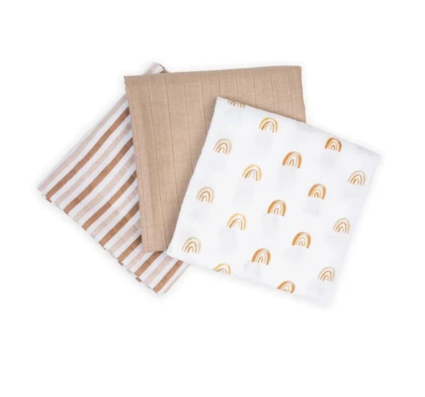 LULUJO MINI MUSLIN RECEIVING BLANKETS (SET OF 3)