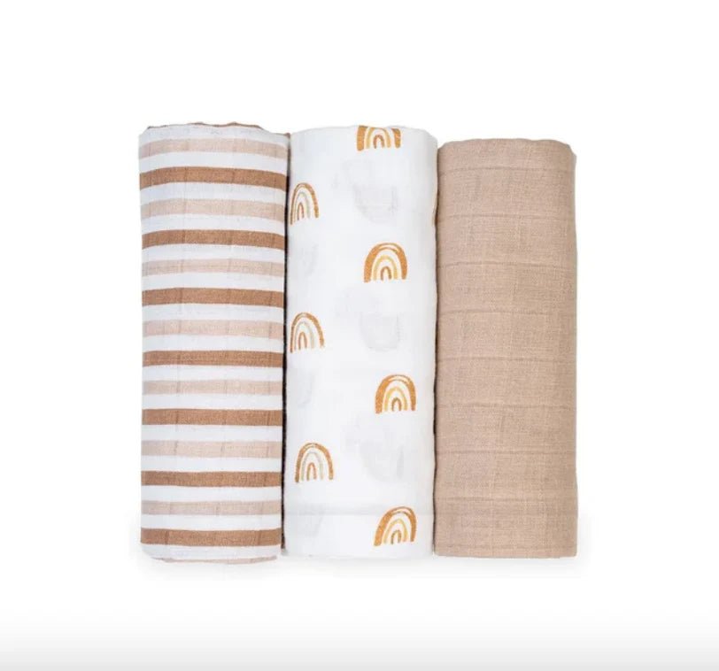 LULUJO MINI MUSLIN RECEIVING BLANKETS (SET OF 3)
