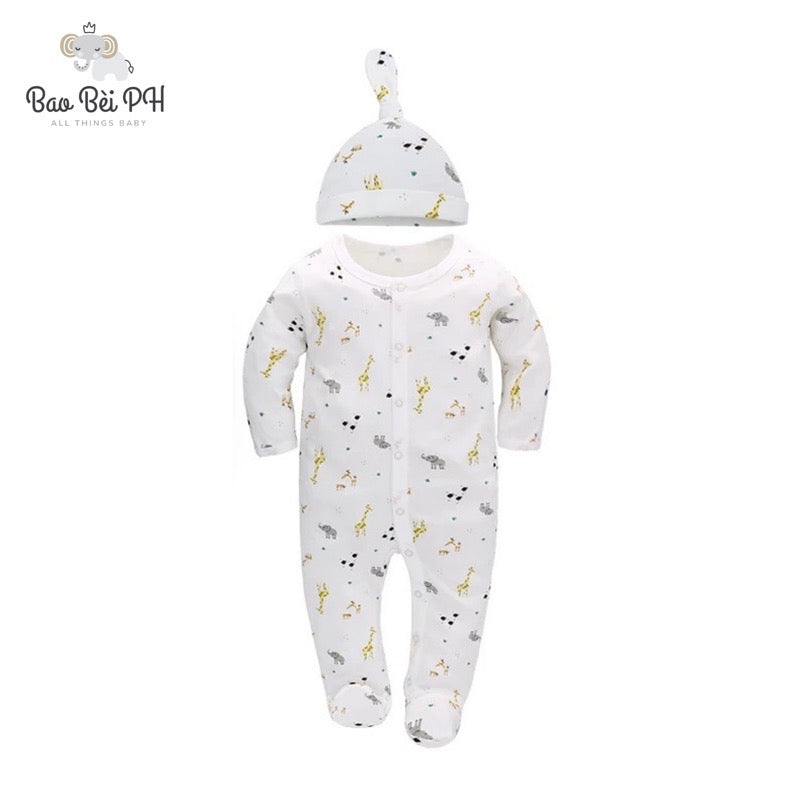 Bao Bei PH Coby Frogsuit with Matching Hat for Newborn Baby 0-3 Months 100% Cotton