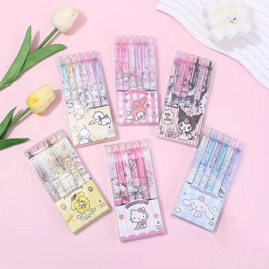 LITTLE FAT HUGS - SANRIO CHARACTER SIGN PEN (SET OF 6)