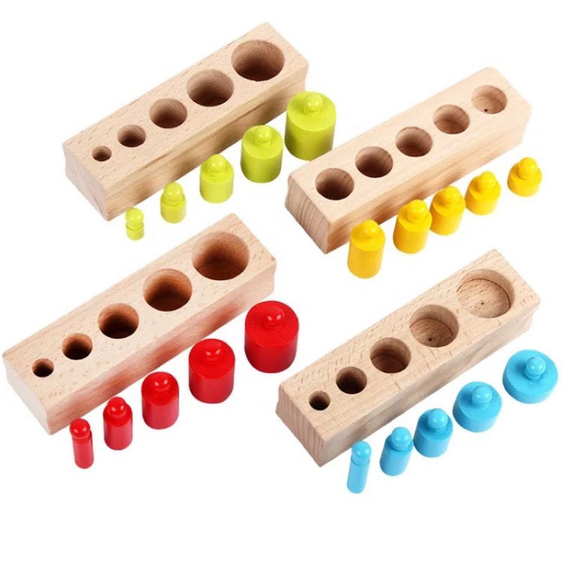 Matmat Lulu  Knobbed Color Cylinder Puzzle Wooden Educational Montessori