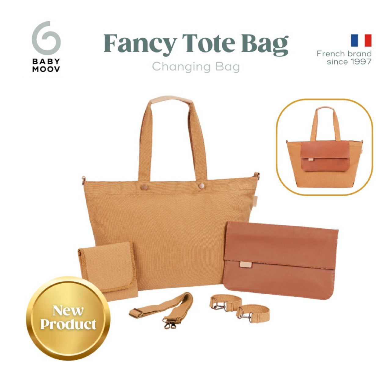 Babymoov Diaper Tote Bag w/ Accessories (Changing mat, pushchair clips and a shoulder strap)