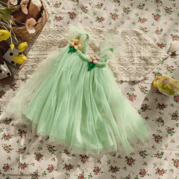 Littles Lily Flower Layered Tutu Dress