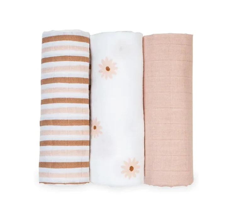 LULUJO MINI MUSLIN RECEIVING BLANKETS (SET OF 3)